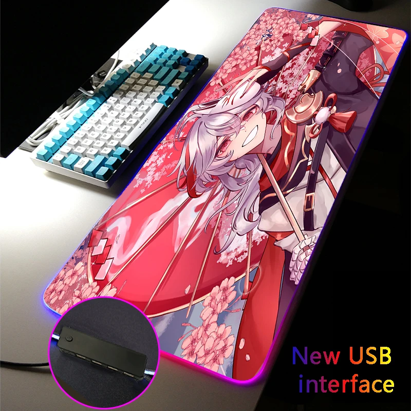 

Drop Shipping RGB Mouse Pad MousePad Gaming Accessories Four USB Docking 40*90cm Typec Interface DeskMats Genshin Impact Kazuha
