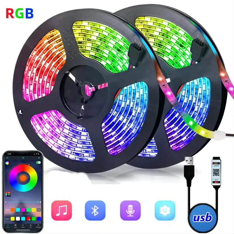 Светодиодная лента Rgb 5050, светодиодные лампы для декора комнаты, 5 В, Usb Диодная лента, 1 м, 5 м, 10 м, 30 м, освещение для детской игровой комнаты, гирлянда