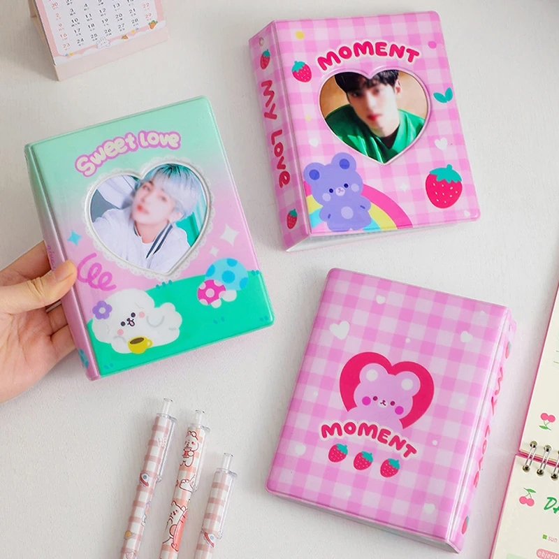 

3/5 Inch Cartoon Photo Album Hrart Hollow Kpop Card Holder Star Chasing Picture Collect Storage Case Book PVC Photocard Holder