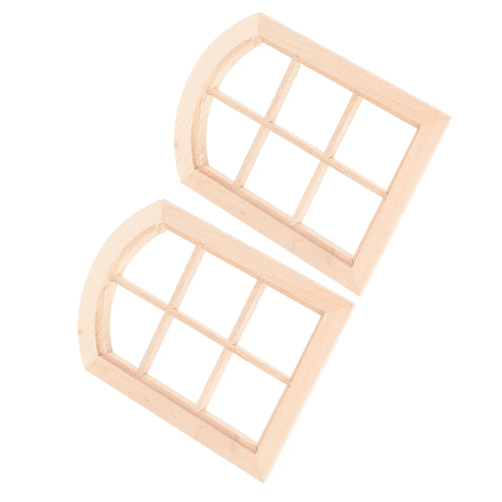 2 шт. оконная рама для дома миниатюрные двери и окна кукольного домика деревянная
