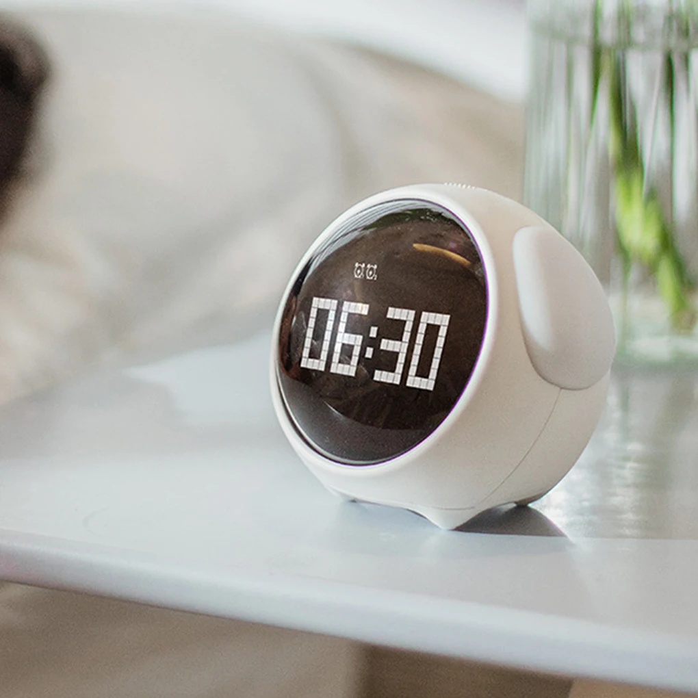 Led Snooze Digital Bedside Clock Cartoon Voice Control Night
