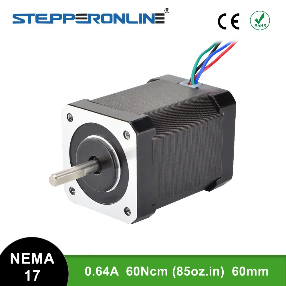 

Nema 17 Stepper Motor High Torque 60Ncm(85oz.in) 42 Motor 60mm 4-lead 0.64A for CNC 3D Printer Extruder Motor