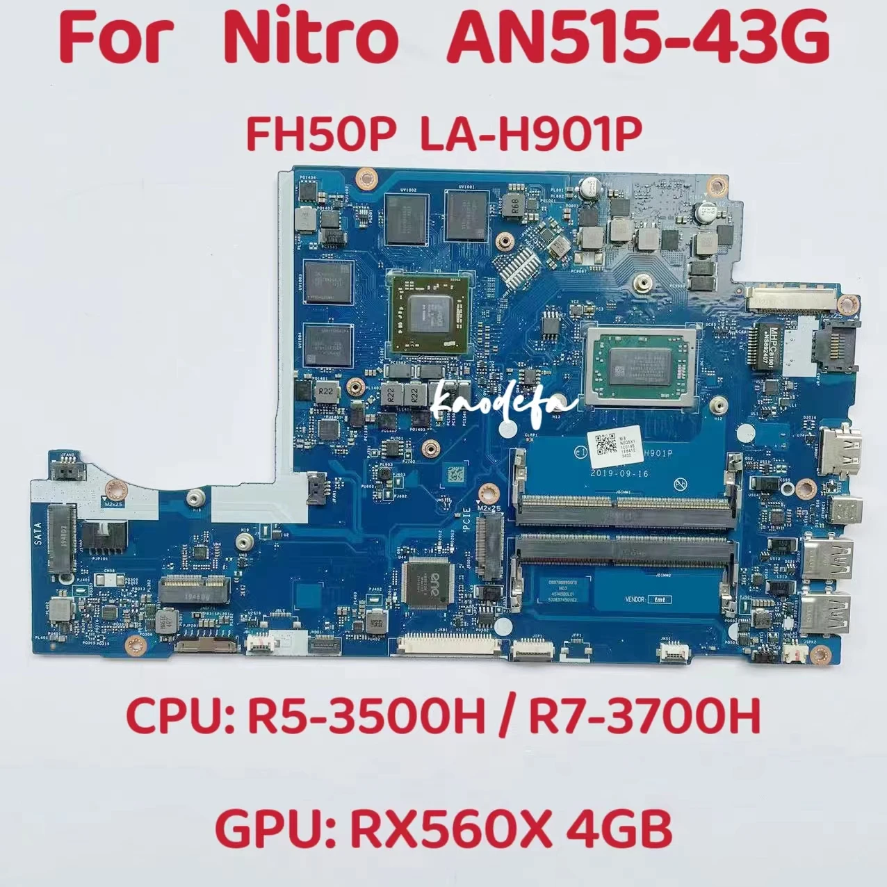 

Материнская плата FH50P для Acer Nitro 5 LA-H901P, материнская плата для ноутбука, ЦПУ: AN515-43G/R5-3500H AMD GPU: RX560 4GB 100% Test OK
