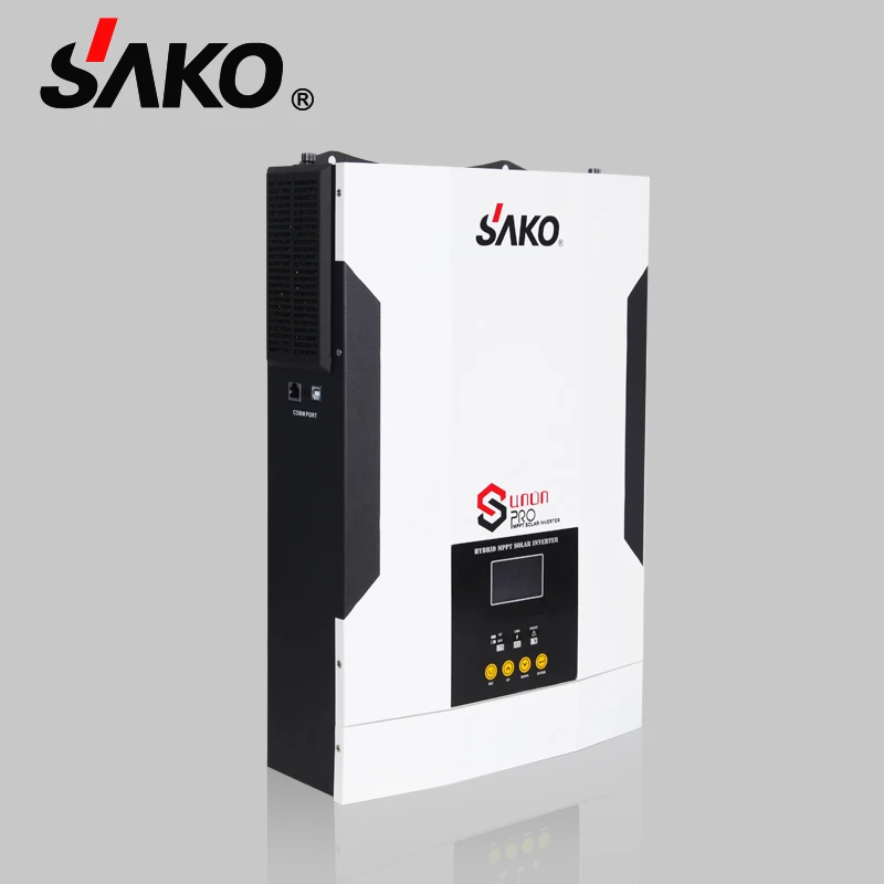 

Sako Sunon Pro 3Kw 5.5kw 100A Mppt Power Charger Controller Pure Sine Wave Inverter Off Grid 5Kw Hybrid Solar Inverter