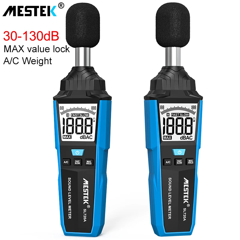 

Mestek Sound Level Handheld Noise Audio Level Meter 30~130dB Noise Measuring Instrument Data Hold Sound Detector Noise Meter