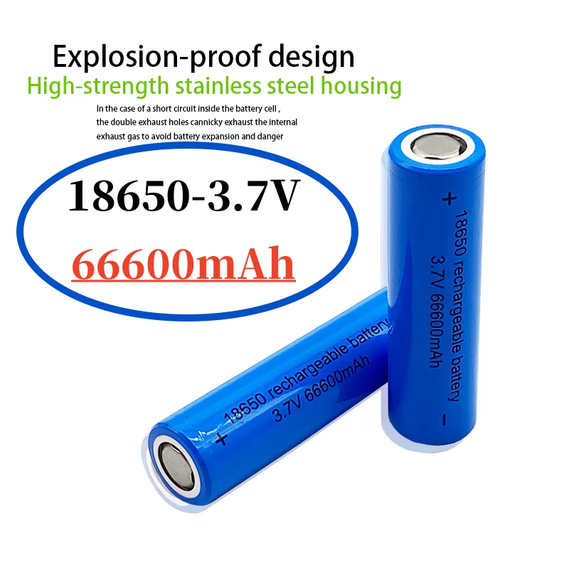 

Original 18650 Battery 66600mah 3.7 V 18650 Lithium Rechargeable Battery For Flashlight Batteries Toy/electrical Charging