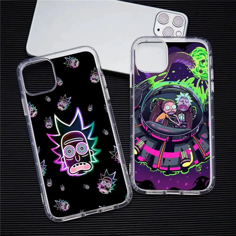 

Rick and Morty Cartoon Phone Case Transparent For iphone 13 12 11 Pro Max Mini XS Max 8 7 Plus X SE 2020 XR cover