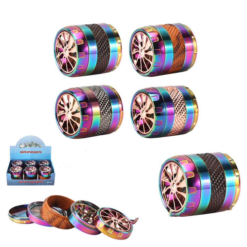 

Fan Tobacco Herb Weed Grinder 5 Layers Rainbow Color 64mm Smoke Metal Kitchen Gadgets