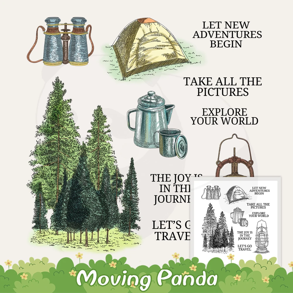 

Summer Nature Outdoor Camping Cutting Dies Clear Stamp DIY Scrapbooking Metal Dies Silicone Stamps For Cards Albums Crafts Decor