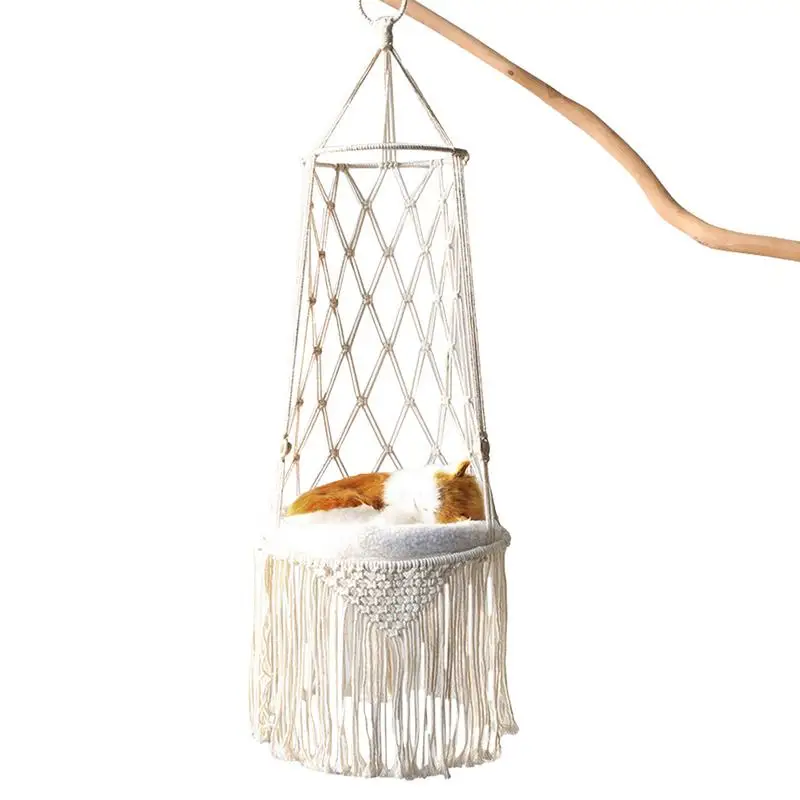 Cat Hammock With Tassel For Sleeping Playing Pet Accessory