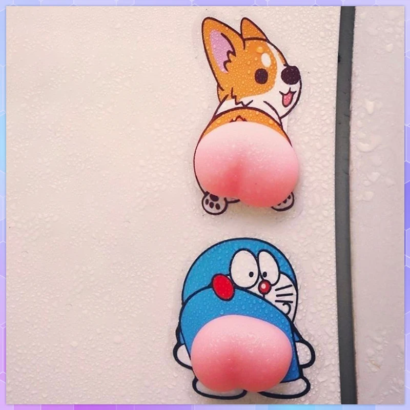 

2pcs Cartoon Cute Butt Car Door Anti-Collision Rubber Strip Wall Stickers Silicone Car Side Bumper Sticker Home Decor Decoration