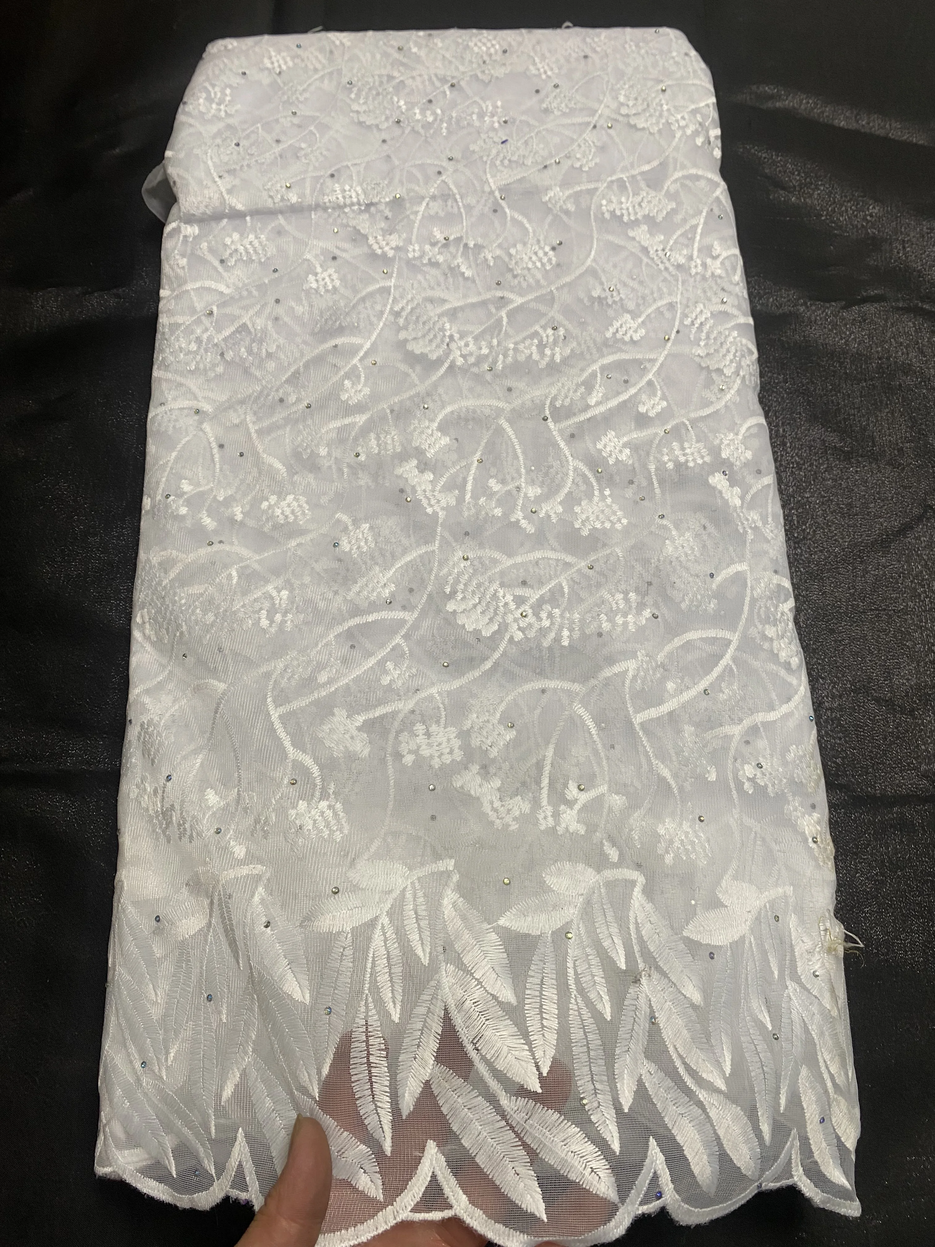Белое кружево французская кружевная ткань с камнями африканский тюль вышивкой