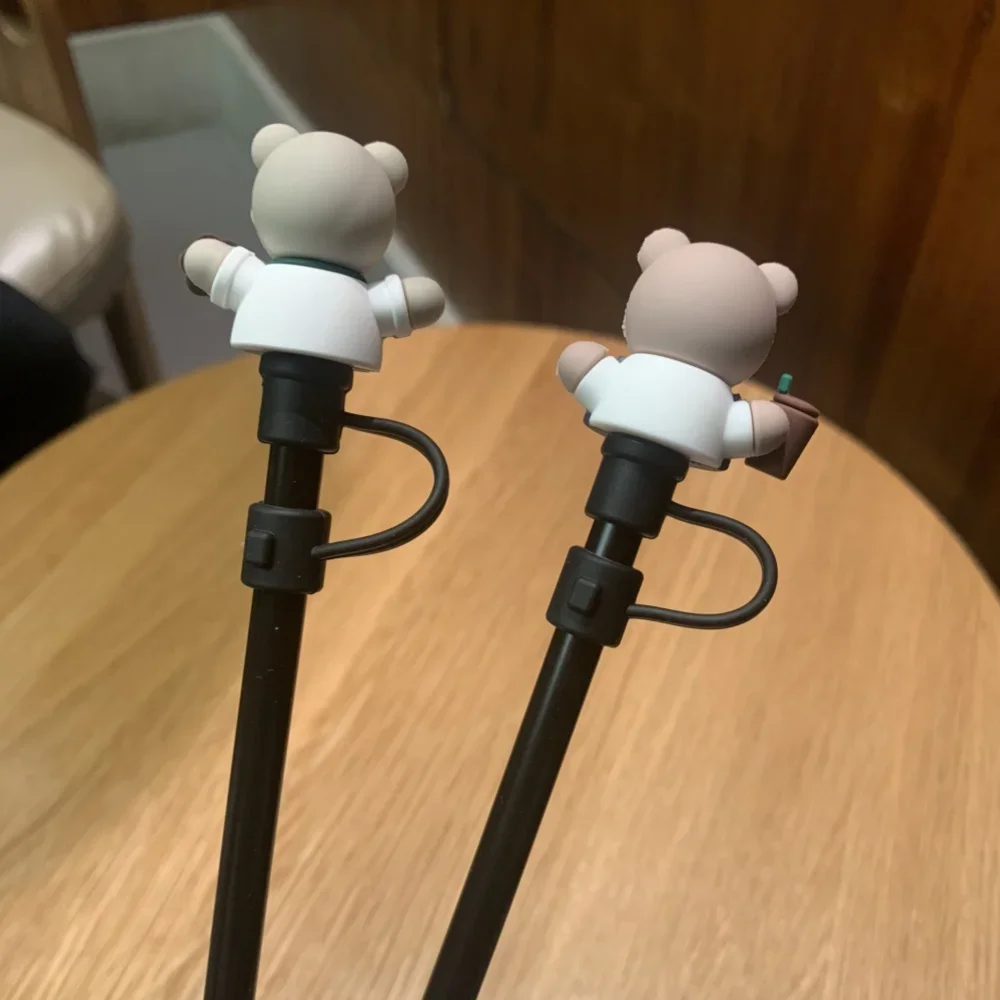 Соломенные чехлы с мультяшным медведем для соломинки 7-8 мм пыленепроницаемые