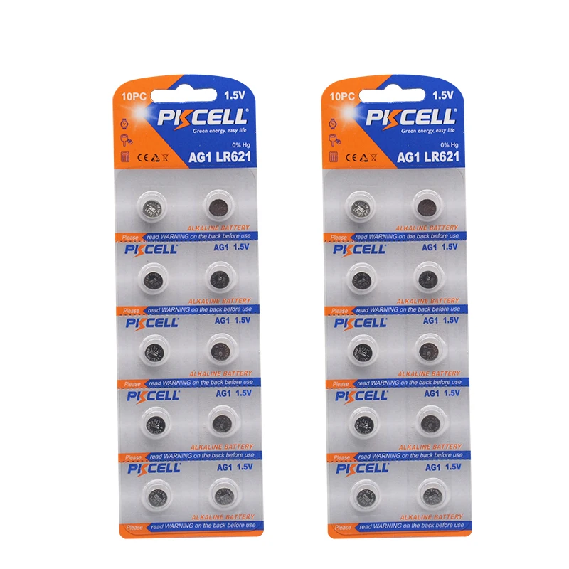 Each 20PC PKCELL AG13 LR44 LR 44 A76  and AG1 LR60 164 621 And AG4 AG4 LR626 377 1.5V Button Cell For Toy Watch Clock Battery
