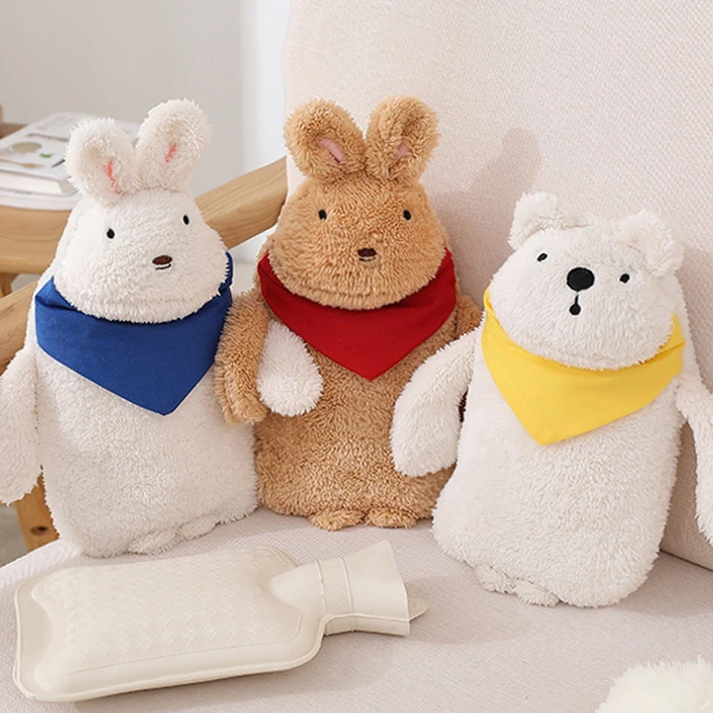 

Rubber Hot Water Bag Hand Warmer Warming Bottle Feet Warm Plush Fabric Winter Warming Cute Present