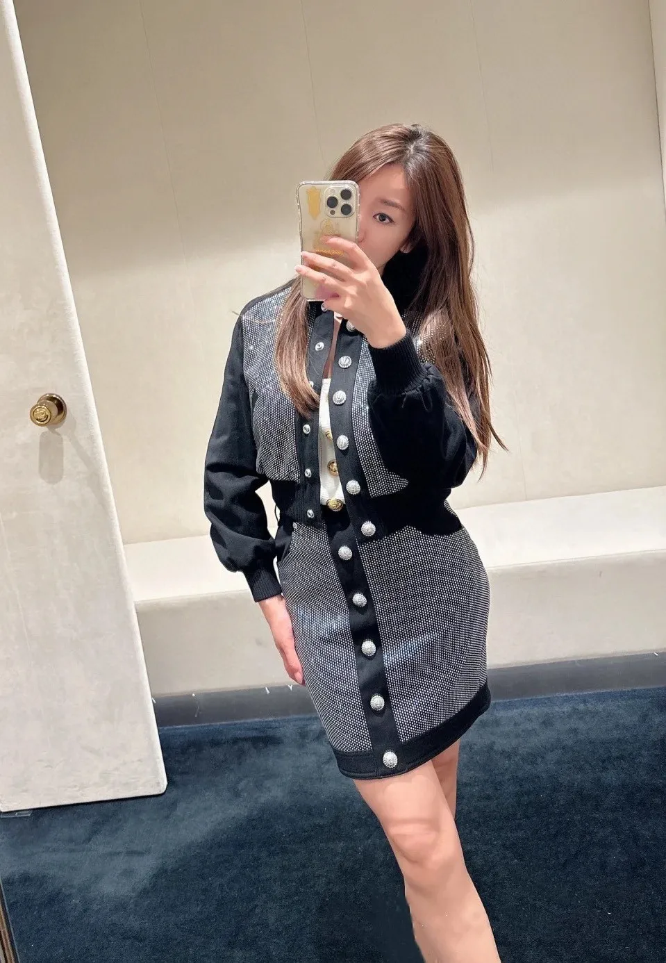 

Cotton padded autumn and winter hot diamonds sparkle fashionable short women's jacket jacket