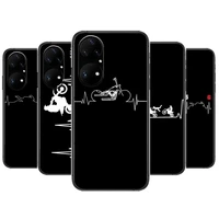 motorcycle heartbeat phone case for huawei p50 p40 p30 p20 10 9 8 lite e pro plus black etui coque painting hoesjes comic fas