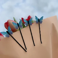 4pcs new blue butterfly hairpin dreamy sweet side clip hair accessories girl bangs clip hairpin word clip styling accessories