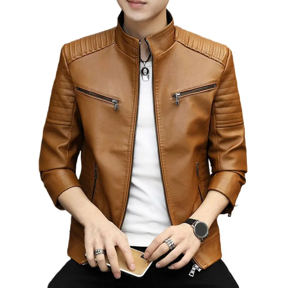 

Men Jacket Vintage Biker Coat Durable Men's Jacket for Outdoor Daily Wear Autumn Warmth Casual Style Everyday Comfort Jacket