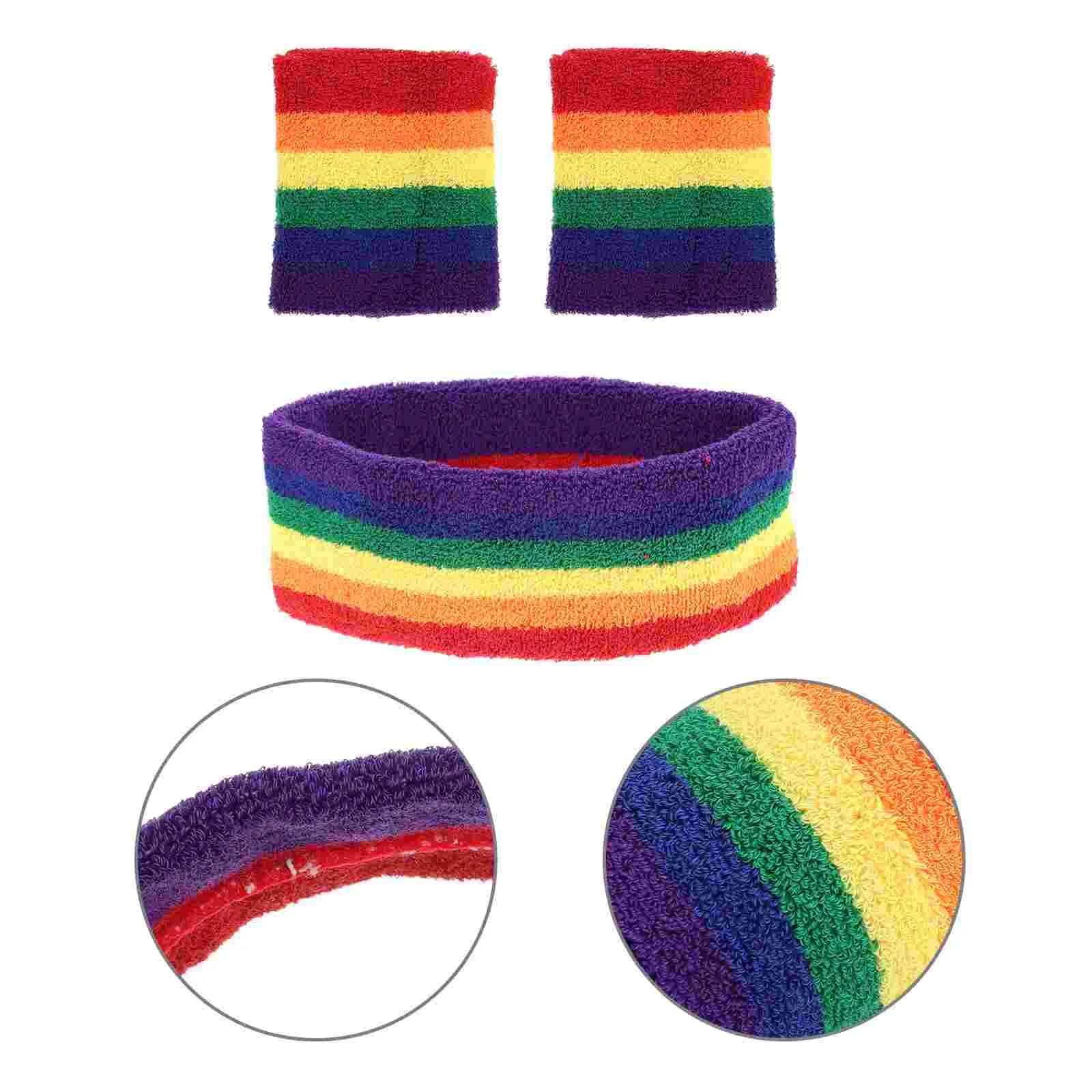 

1 Set of Sports Hairband Sweat-absorbent Wristband Cotton Fitness Supplies