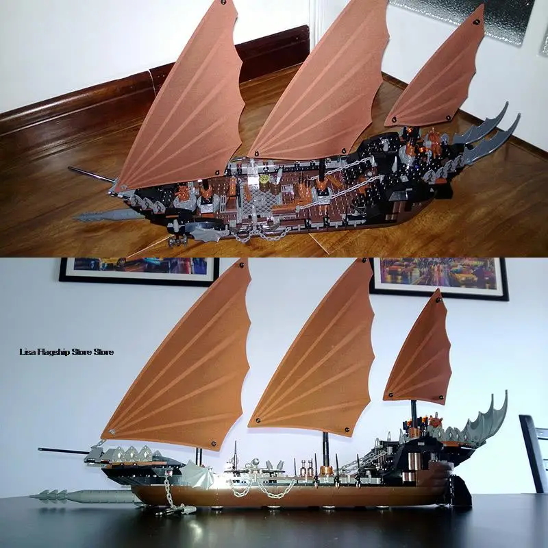 

IN Stock Movie Scene Lorded Ring Ghost Ghost Pirate Ship Bricks Set Building Blocks Toys For Kids Birthday Gift Compatible 79008