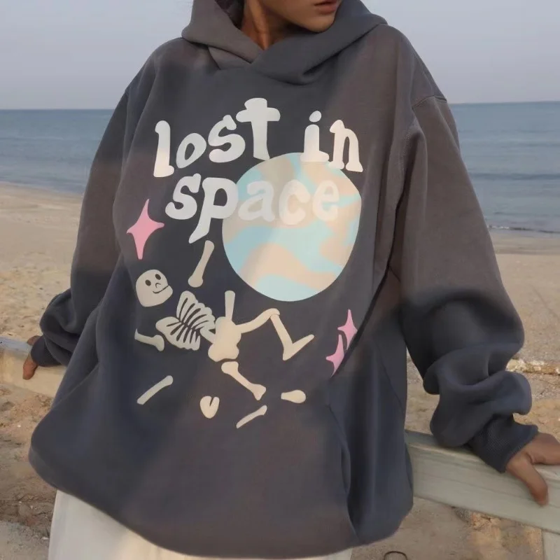 

Осенне-зимняя нишевая трендовая ретро-Печать Граффити женская уличная американская готика Повседневный свитер парная Толстовка Y2K