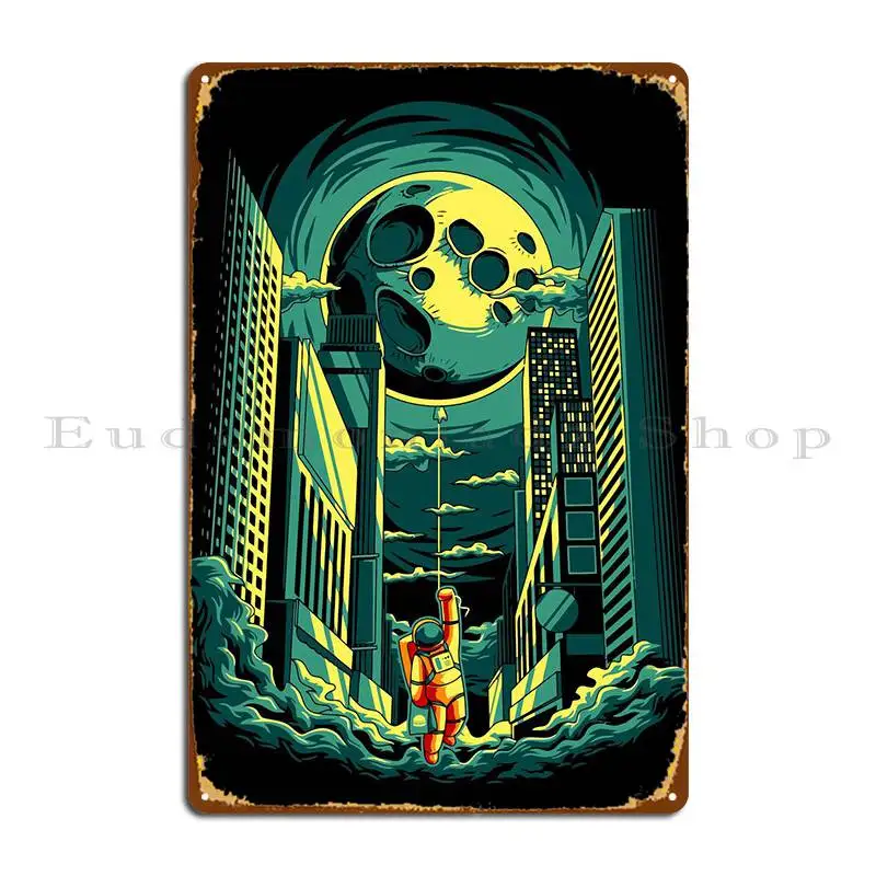 

Астронавт Луна художественная концепция металлический налет дизайн печатный Настенный декор создание классического оловянного знака пла...