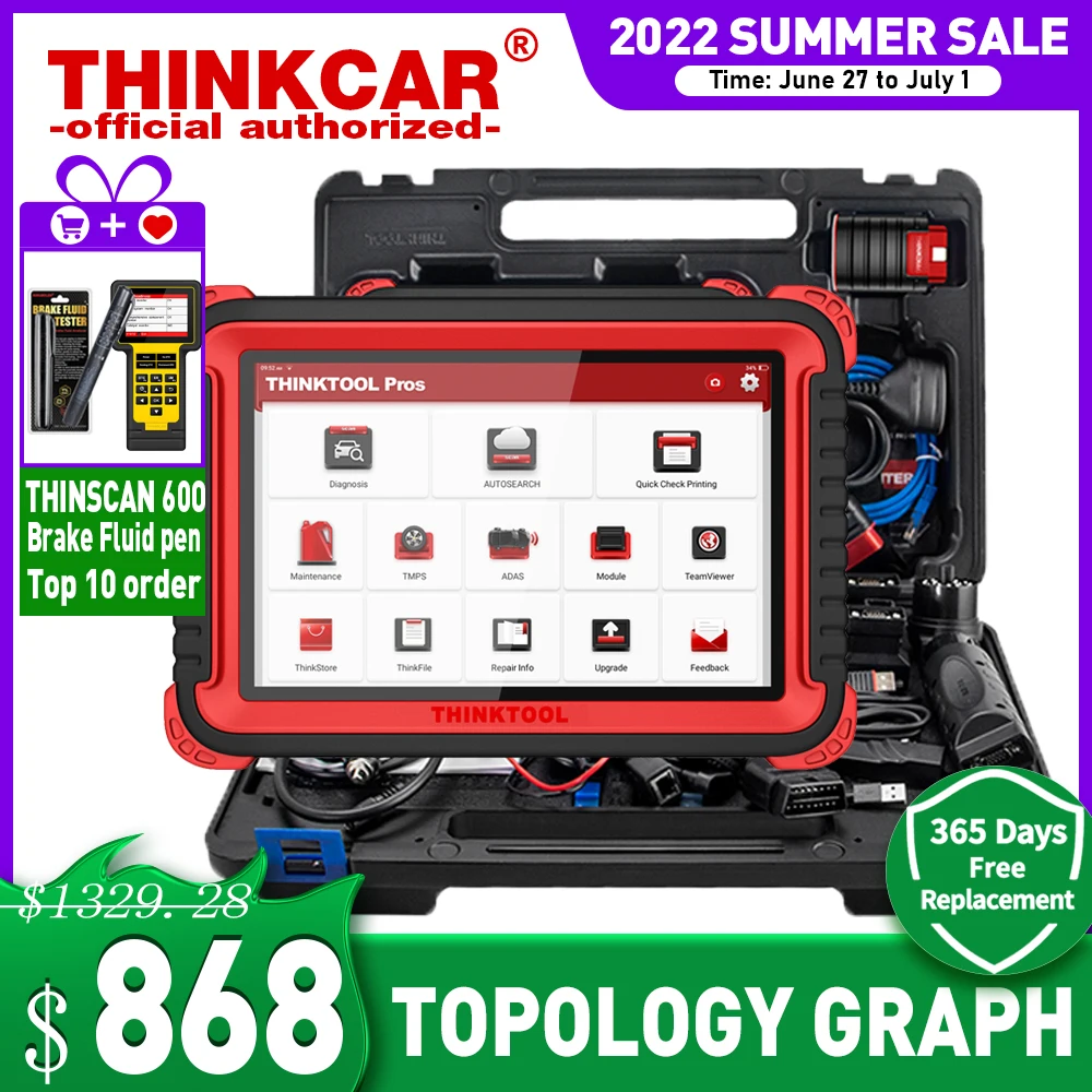 

THINKCAR THINKTOOL PROS car tools 10" Bi-Directional obd2 diagnostic tool 28 reset key program ecu coding code reader scanner