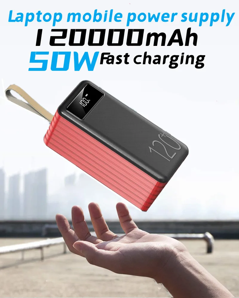 

Batterie portable 120000mAh, chargeur rapide 50W PD, pour iPhone 12pro Xiaomi Huawei