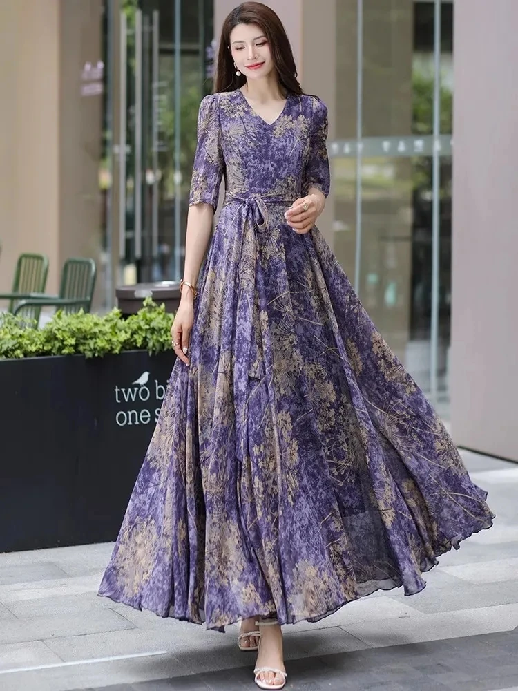 Женское летнее платье с юбкой-качели облегающее Свободное пятиконечным рукавом