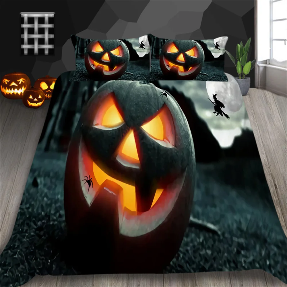 

Halloween Printing Bedding Cover Suits Newly Bed Comforter Covers Children Teens Pillowcase Home Bedclothes Microfiber