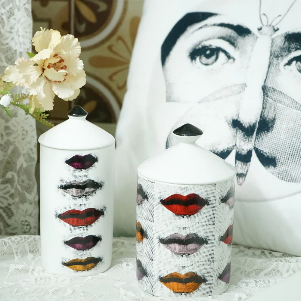 

Handmade Red Lips Candle Holder Incense Jewelry Storage Box Jars Living Room Study Ornaments Home Decoration Craft