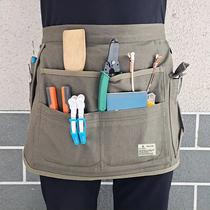 

Fashion Multi-pocket Adjustable Apron For Men And Women Beauty Storage Horticulture Foreign Trade Hairdresser Work Half Apron