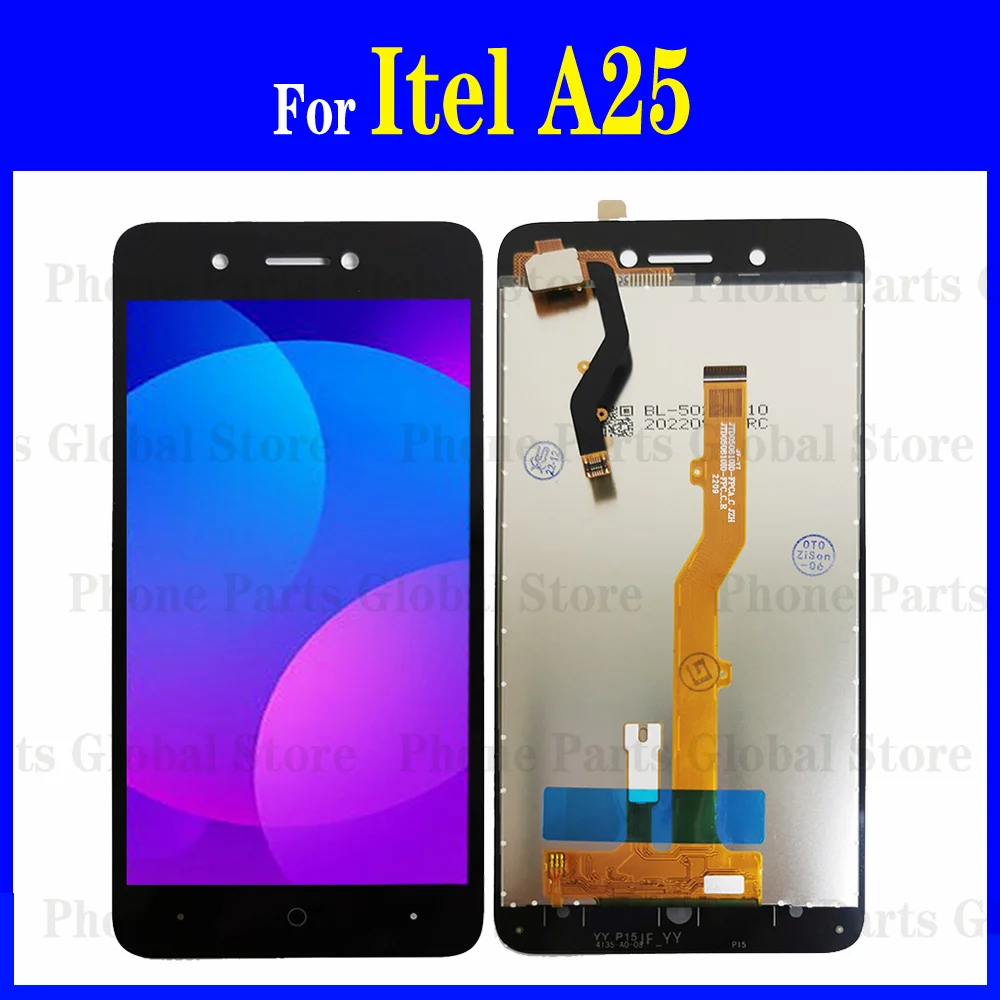 ЖК-дисплей 5 дюймов для itel A25, сенсорная панель, дигитайзер, датчик в сборе, замена для ITEL A25, детали дисплея, протестированы, ОК