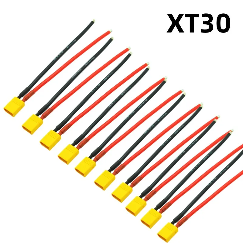 

10pcs/lot XT30 Male W/ 16AWG silicon wire 100mm pigtail cable for RC Helicopter Airplane Muticopter Car Boat