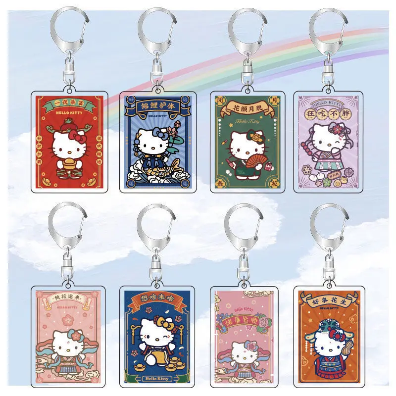 

Kawaii Hellokitty Keychain Anime Koi Body Care Crazy Eating Not Fat Acrylic Cute Girl Heart Keychain Pendant Cute Toys