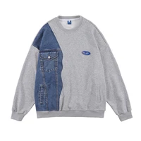 2022 autumn mens sweatshirt splicing sweatshirt loose round neck street tide brand pullover trendy streetwear free shipping