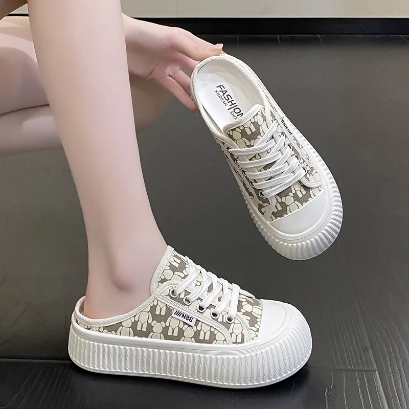 New Hot Sale 2023 Stylish and Versatile Low Canvas Platform Sneakers for Women with Thick Soles Casual Fashion Black White