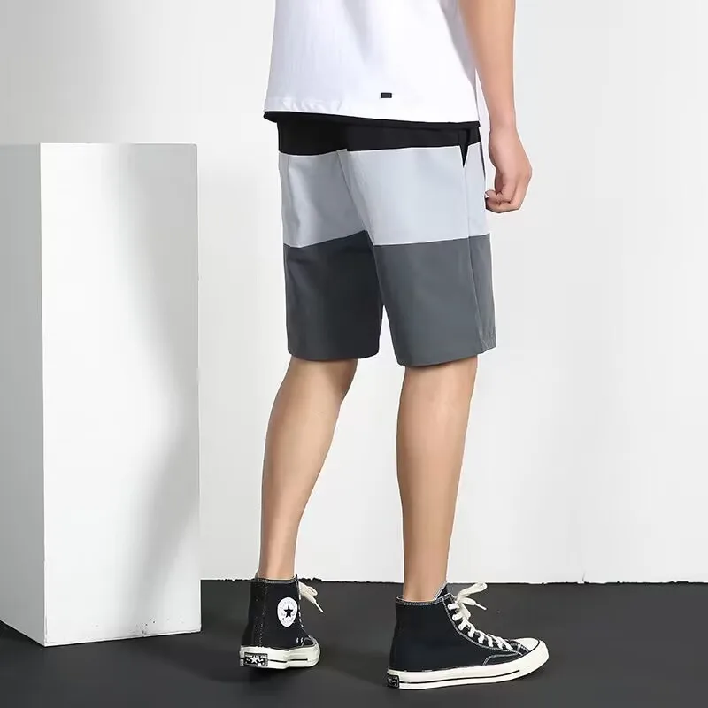 Men's shorts summer new color matching casual sports five-point pants men's loose pants men's jogging shorts