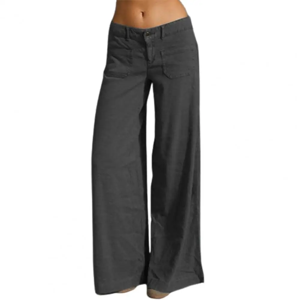 

2022 Summer Casual Women Pants Solid Color Wide Leg Summer Vintage Straight Trousers Streetwear Wide Leg Pants
