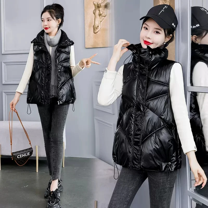 Осенне-зимний хлопковый жилет для женщин 2023 короткая парка с воротником-стойкой