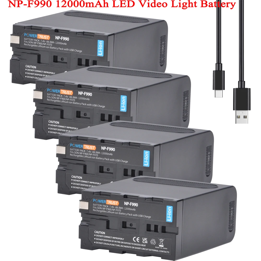 USB input Charge NP-F990 NP-F960 Battery F970 F570 F770 NP-F975 for Yongnuo Godox LED Video Light  YN300Air II YN300 III YN600