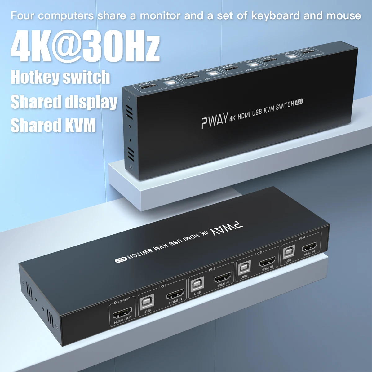 Квм-разветвитель PWAY USB с 4 кнопками поддержка 4K @ 60 Гц HD-видео |
