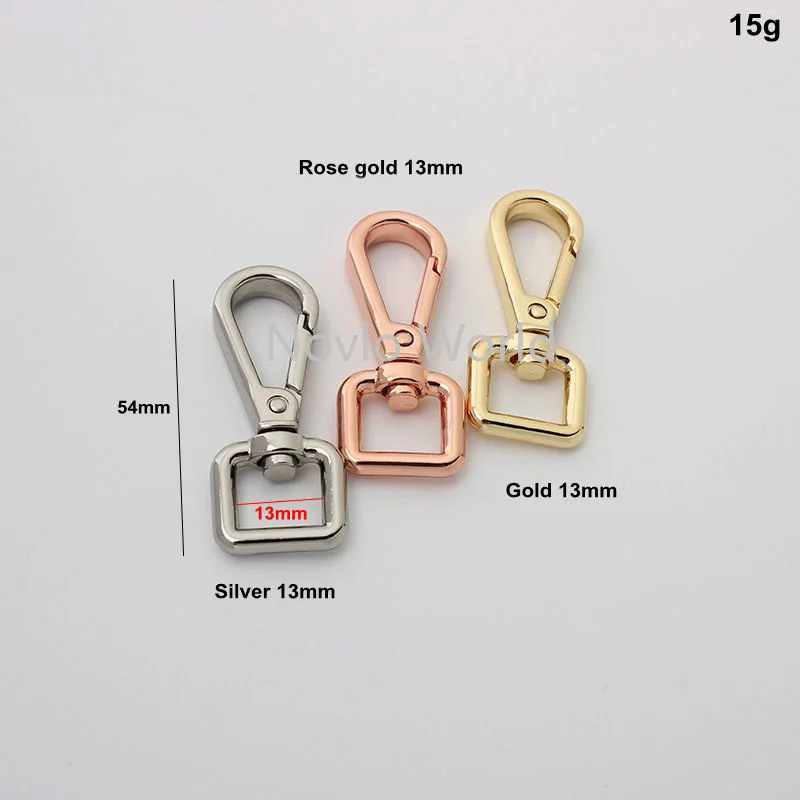 50pieces 7 colors 7 size 13-16-19-26-30-32-38mm rose gold polished metal snap hook for woman shoulder bag prse clasp clips