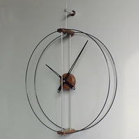 Extra Large DIY Walnut Wood Wall Clock Modern Minimalist Style Oversized Wooden Metal Hanging Clocks Home Decor 80cm