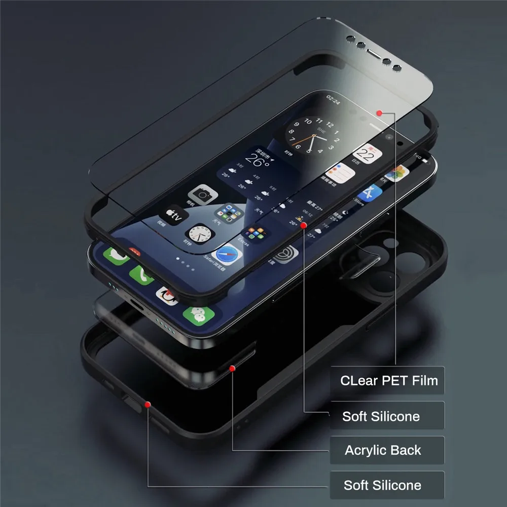 360 полноразмерный Прозрачный чехол для телефона с передним экраном iPhone 11 12 13 Pro Max