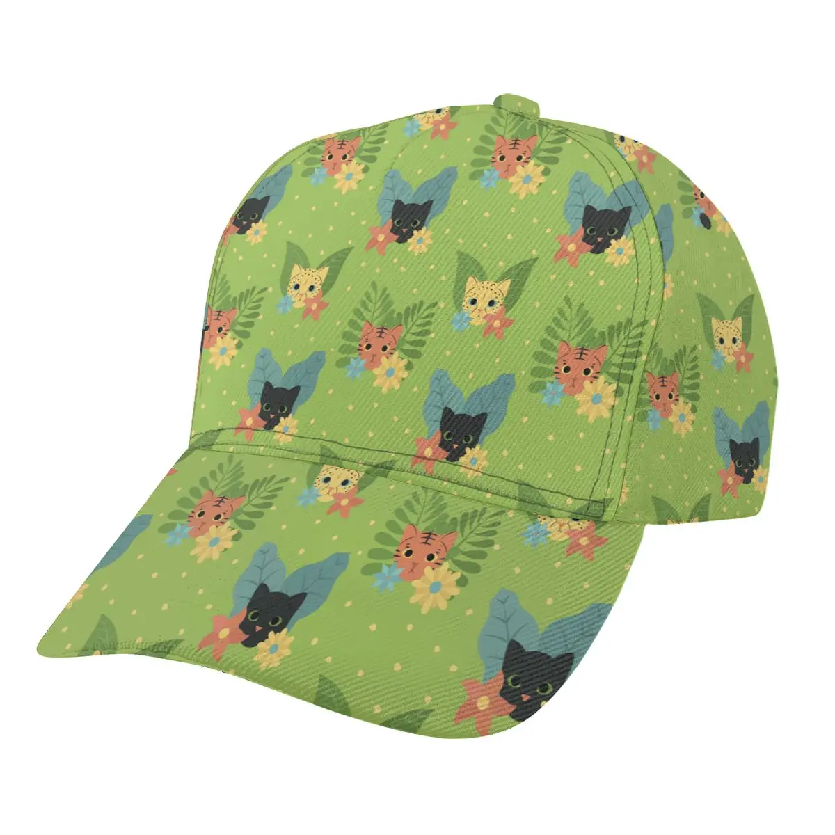 

Summer New Unisex Outdoor Sport Sunscreen Baseball Hat Running Visor Cap Tropical Leaves Flowers With Cute Tiger Leopard Head