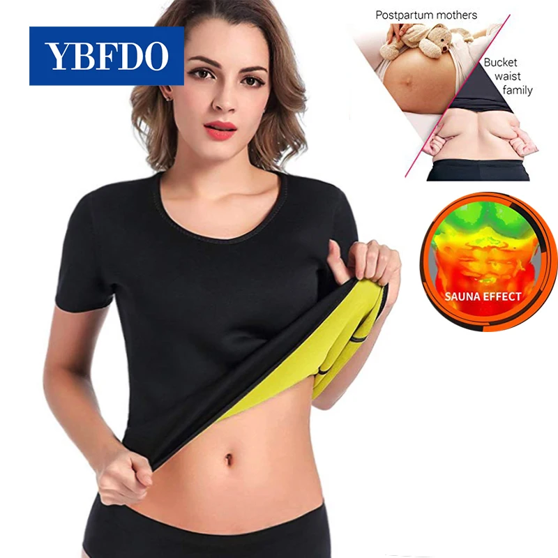 

YBFDO Женская тренировочная футболка, популярная термо корректирующая одежда для похудения, костюм для сауны, тренировочный неопреновый корсет для талии и живота