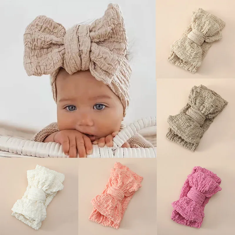 Новинка Детская повязка на голову милые большие банты мягкие эластичные