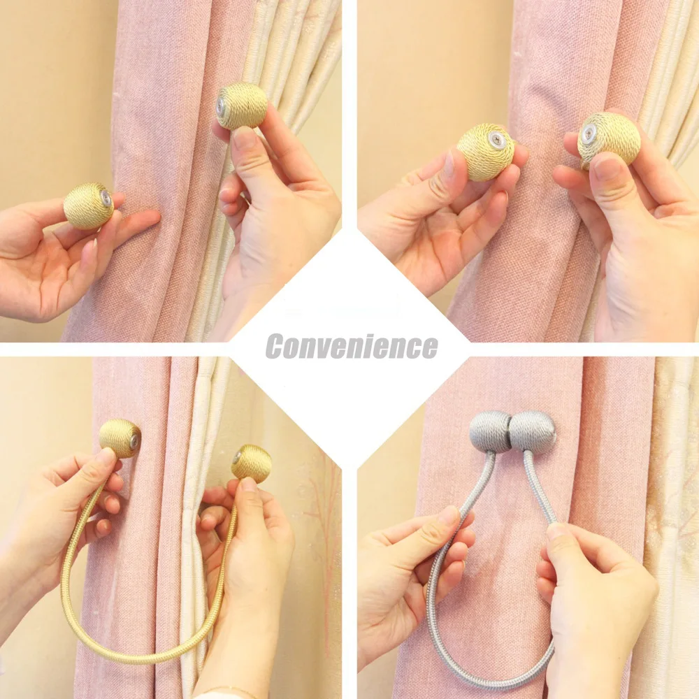 

1Pc Magnets Curtains Clamps Magnetic Clips Pearl Magnetic Ball Curtain Tie Rope Simple Versatile Curtain Buckle